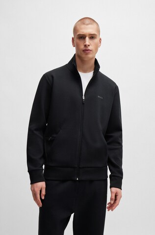 BOSS Zip-Up Hoodie 'Skaz' in Black: front