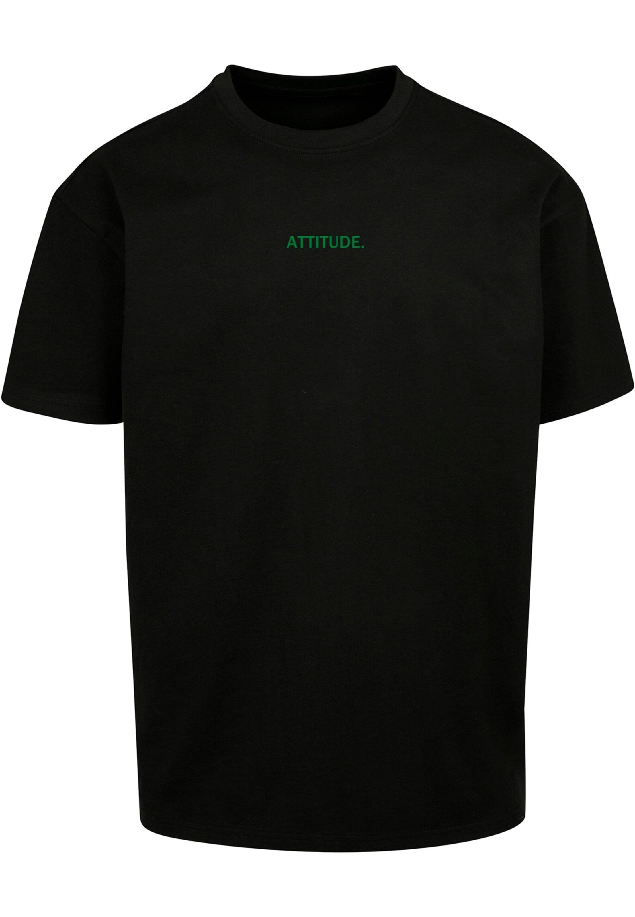 Merchcode T-Shirt 'Attitude' in Schwarz: Vorderseite
