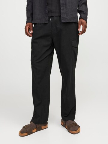 JACK & JONES Loose fit Cargo trousers 'JPSTKarl JJSummer' in Black: front