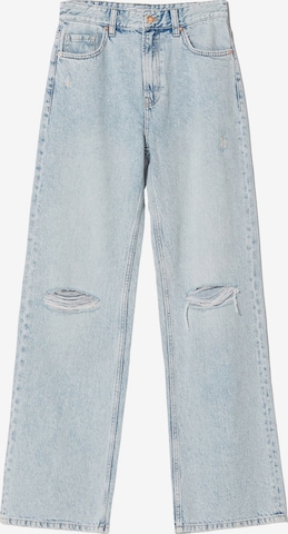 Bershka Wide leg Jeans in Blue: front