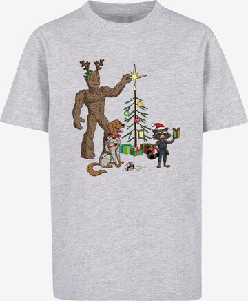 ABSOLUTE CULT Shirt 'Guardians Of The Galaxy - Holiday Festive Group' in Grijs: voorkant