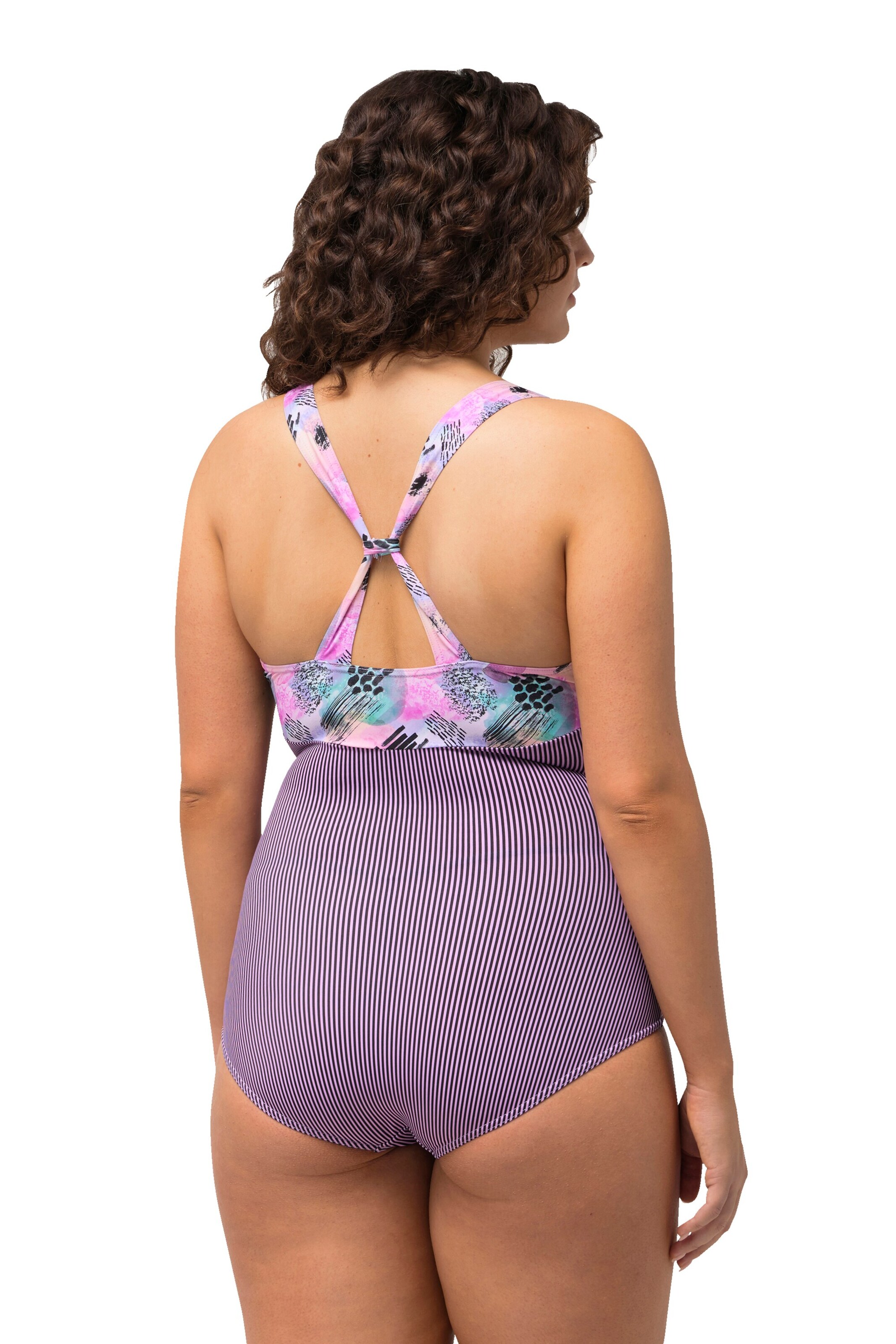 Ulla Popken Triangle Swimsuit in Purple