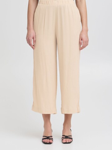 ICHI Wide leg Trousers 'IHMarakech' in Beige: front