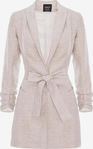 AVENUE N°29 Blazer 'Single Breasted Wool Blazer With In Seam Belt' in Beige: front