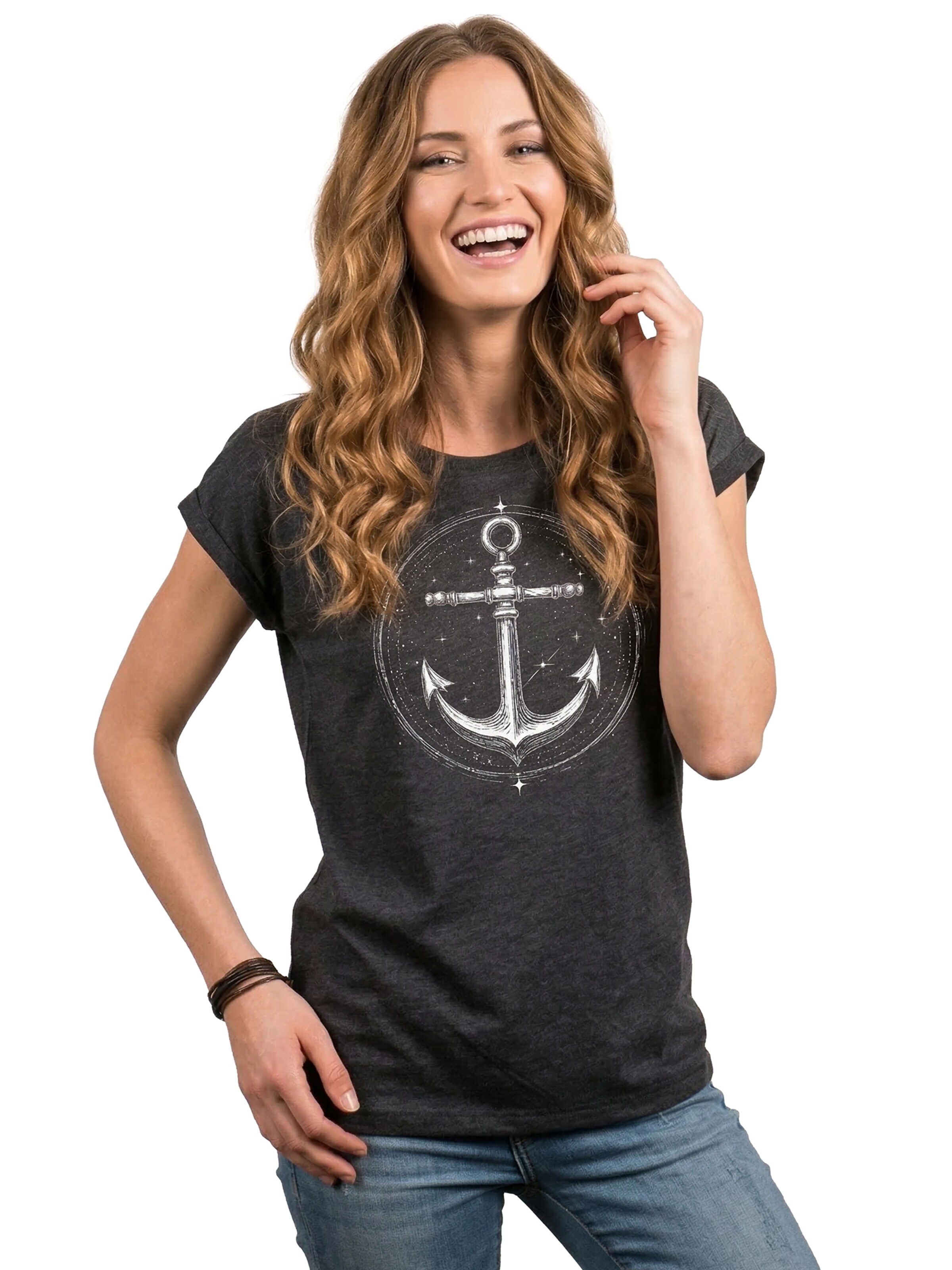 MAKAYA Shirt 'Space Anchor'‌‌‌‌‌‌ in Grau