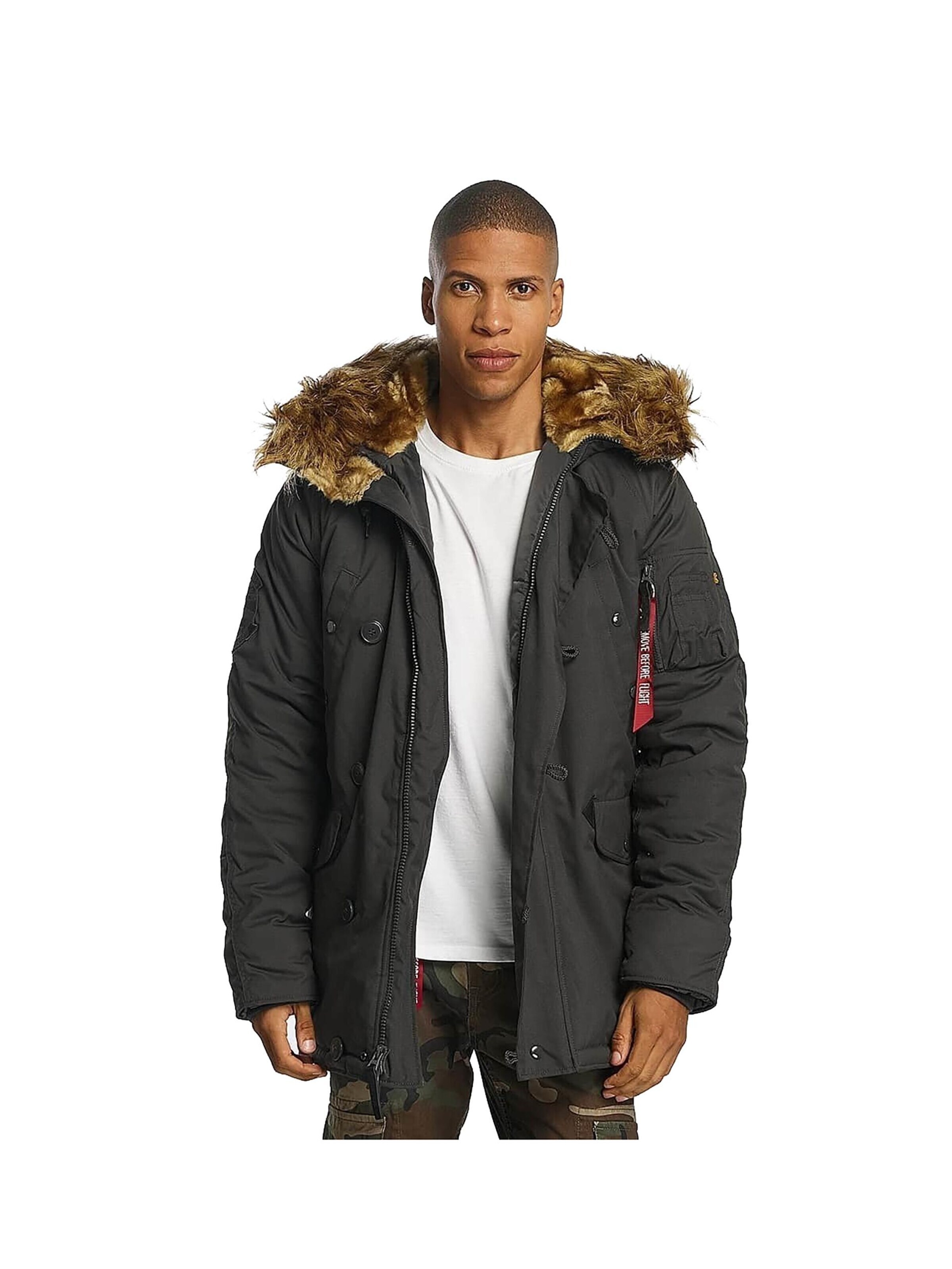 ALPHA INDUSTRIES Vinterparkas 'Explorer' i grå: framsida