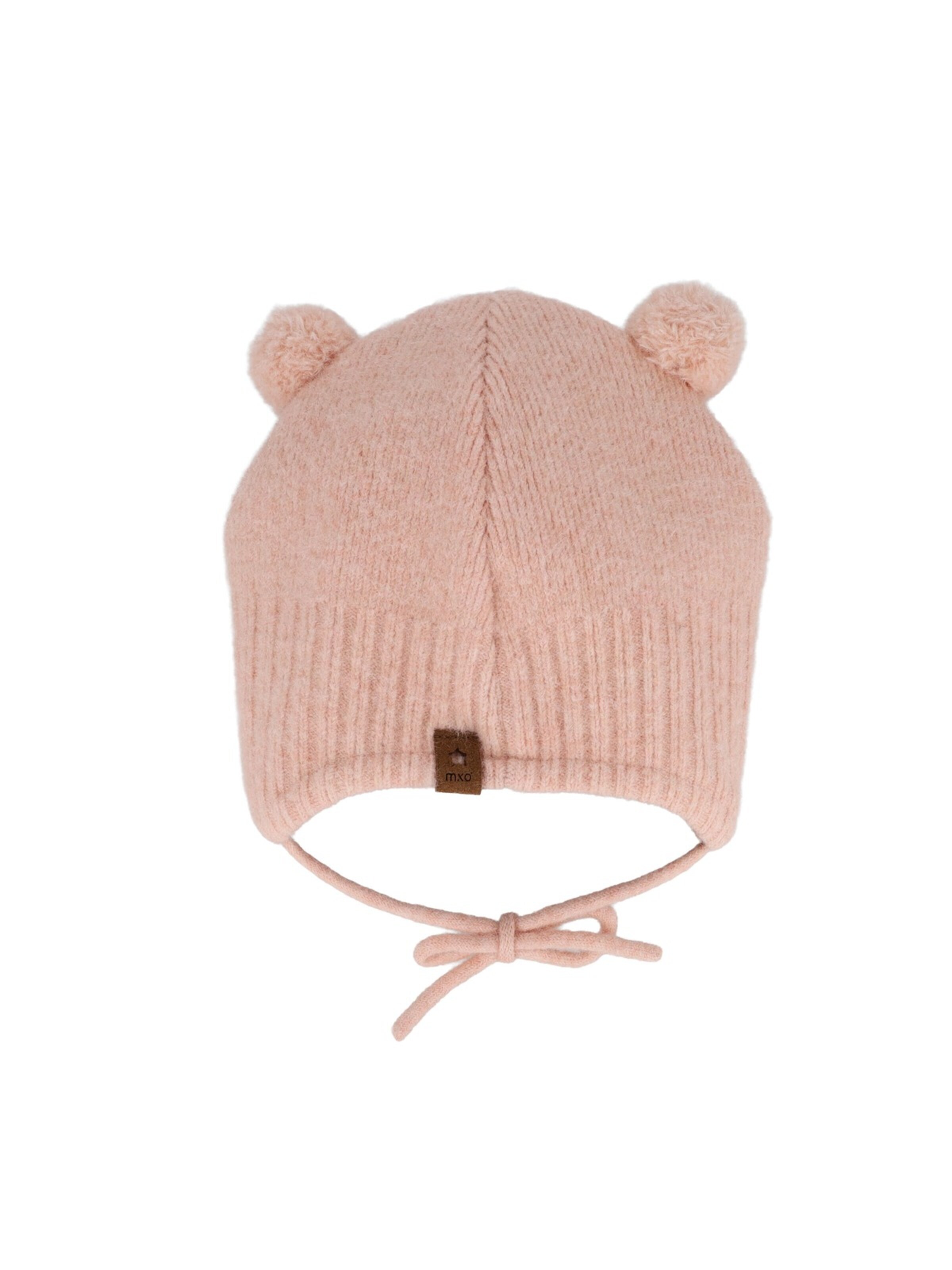 MAXIMO Mütze 'BABY-Inkamütze, 2 Pompons,  Bindeband, Jerseyfutter'‌‌‌‌‌‌ in Pink
