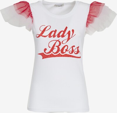 Influencer T-shirt 'Lady Boss' en rouge / blanc, Vue avec produit