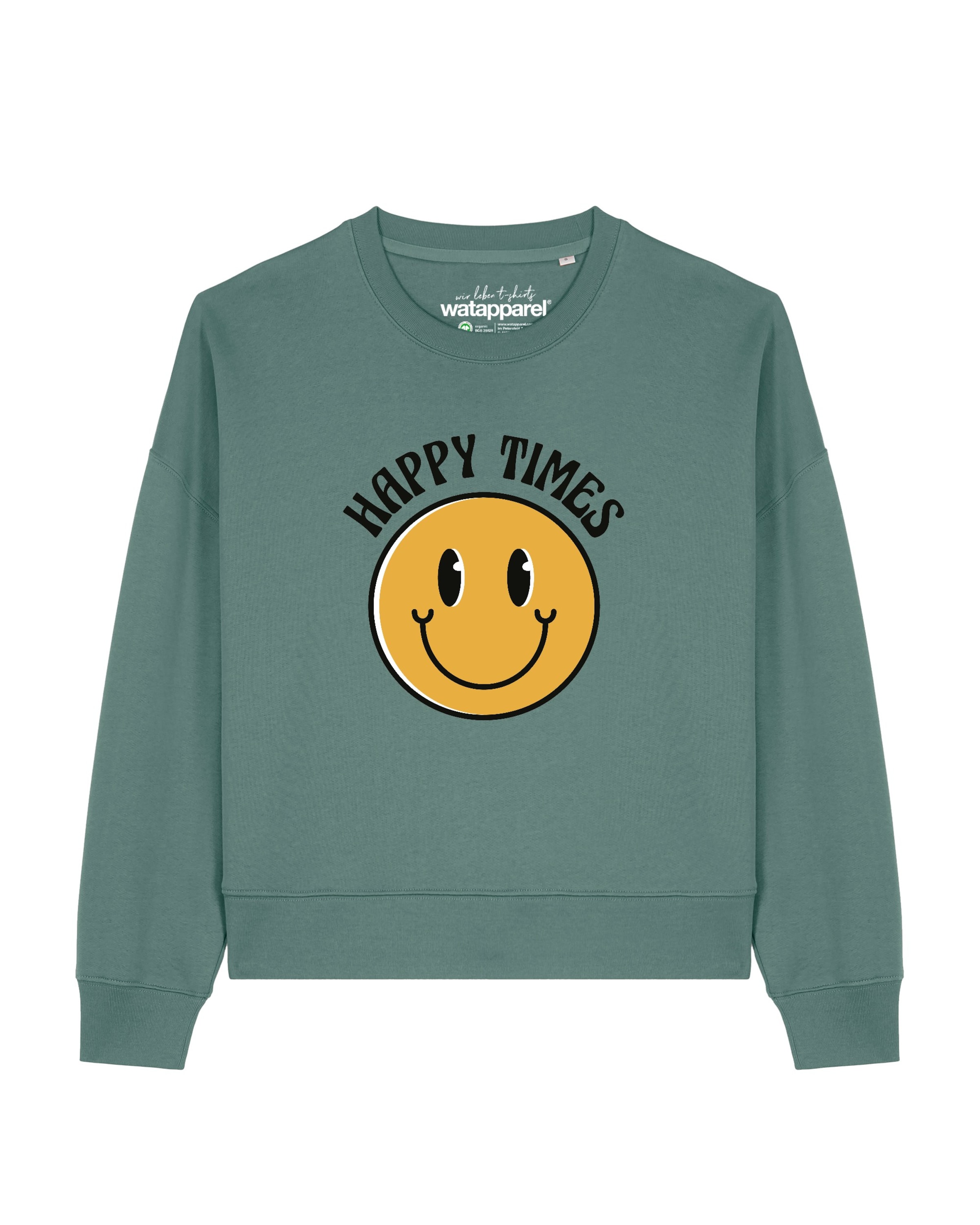 Sweat-shirt 'Happy Times ' Watapparel en vert : devant