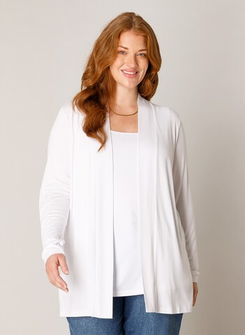 BASE LEVEL CURVY Knit Cardigan in White: front