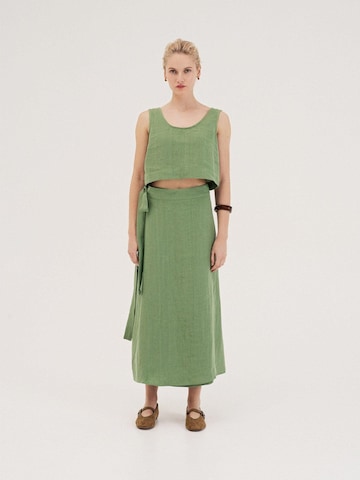 AmourLinen - Falda 'Iris' en verde: frente