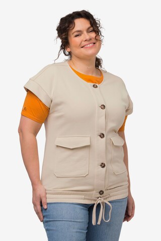 Veste de survêtement Ulla Popken en beige : devant