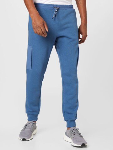 ADIDAS SPORTSWEAR Tapered Workout Pants 'Essentials Brandlove Fleece' in Blue: front