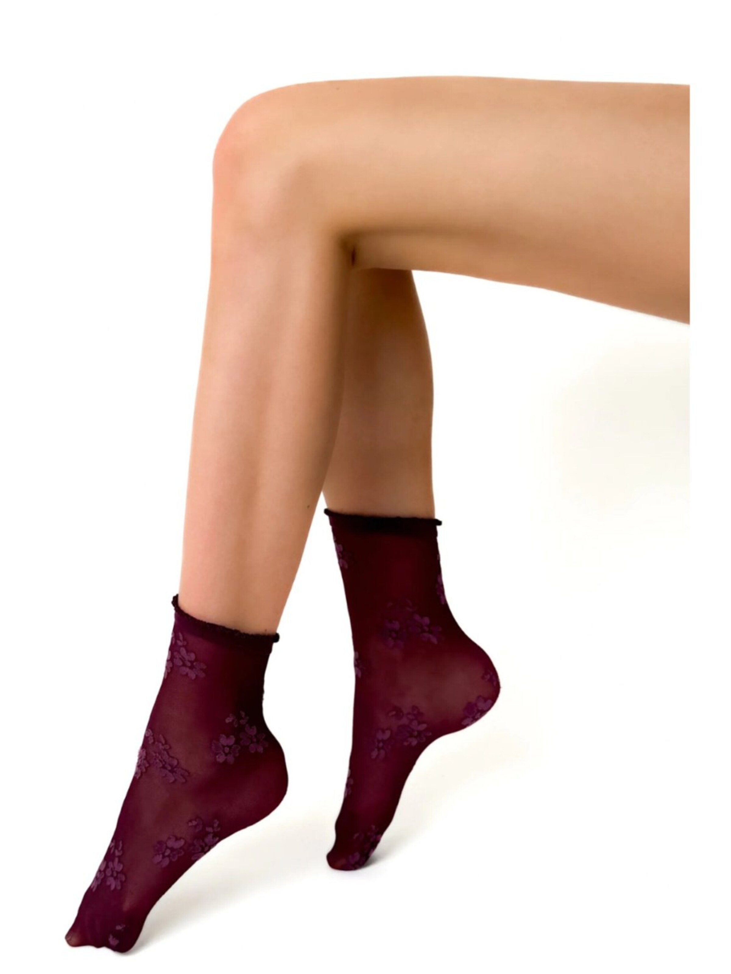 Calzino 'FIORELLA floral sheer socks' di Sokisahtel in rosso: frontale
