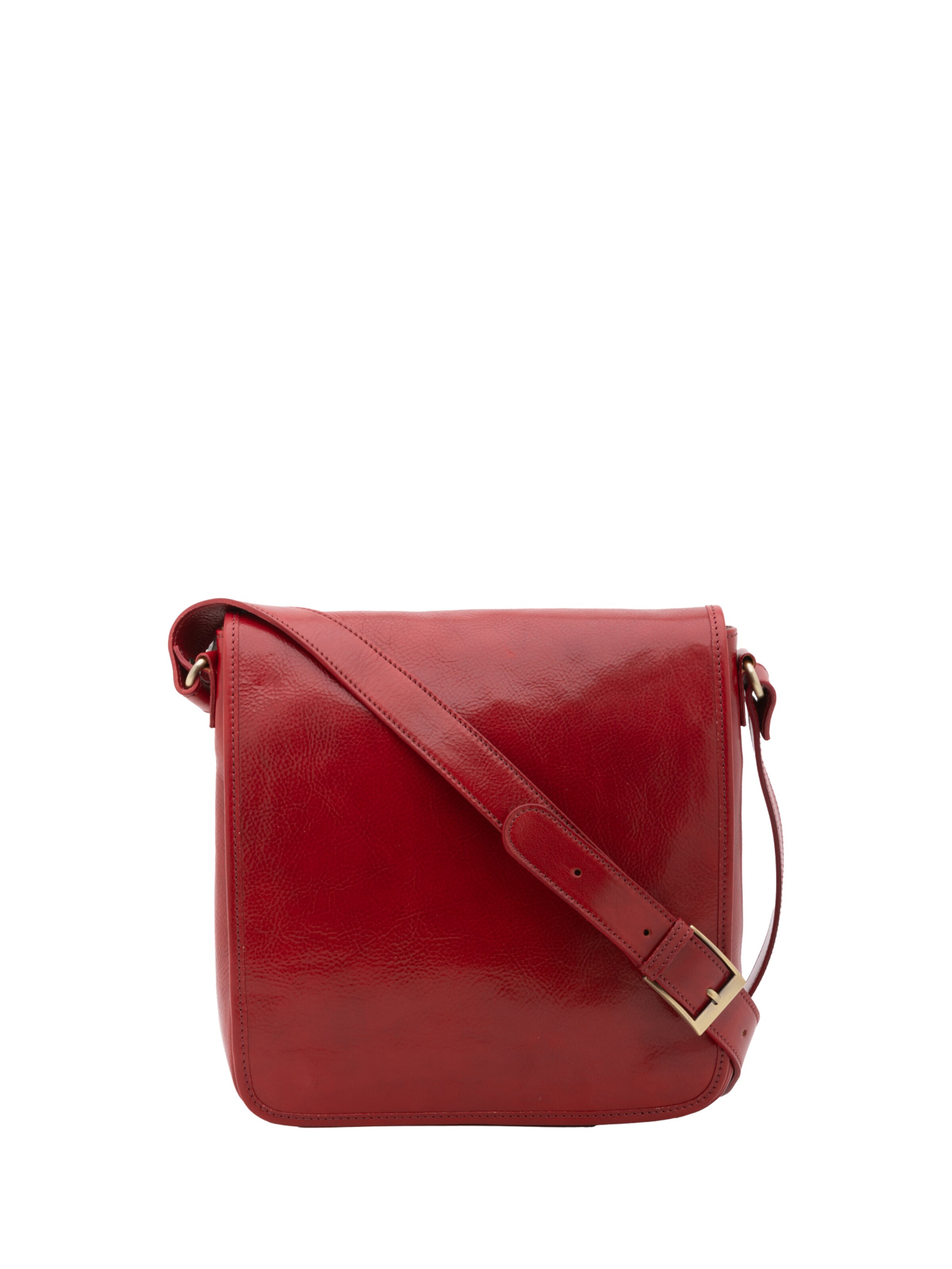 Borsa a tracolla 'Borsa a tracolla uomo vera pelle con chiusura magnetica - Made in Italy' di I Fratelli in rosso: frontale