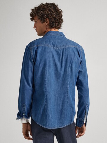 Pepe Jeans Slim fit Button Up Shirt 'CARSON' in Blue