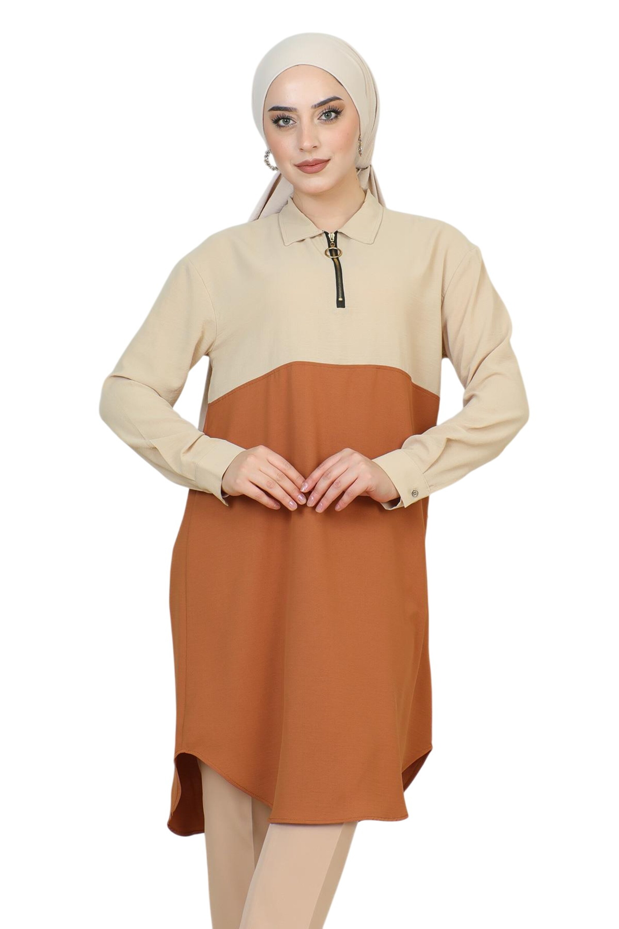 Tunique MODAMIHRAM en beige : devant