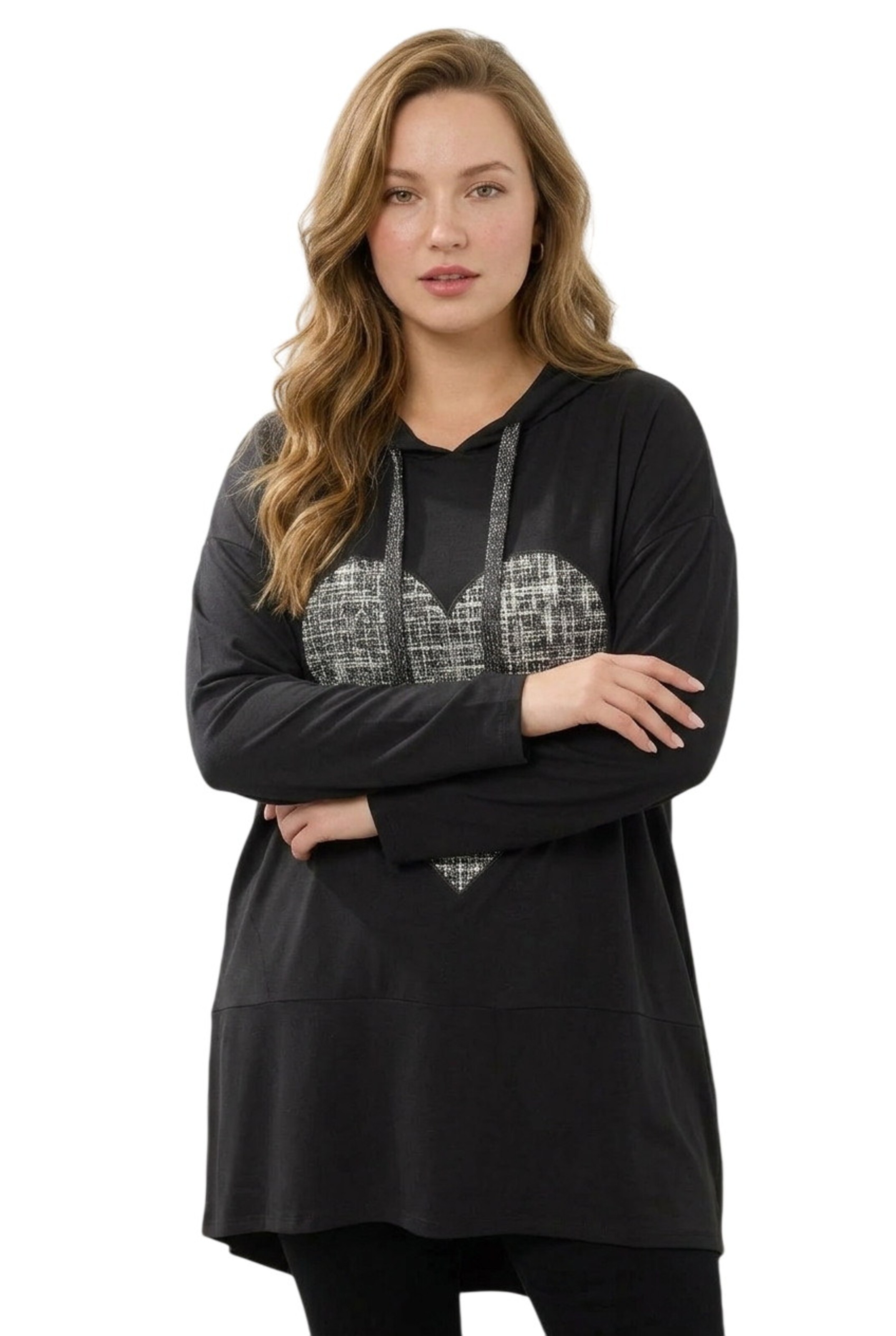 Sweat-shirt Stil Diva en noir : devant