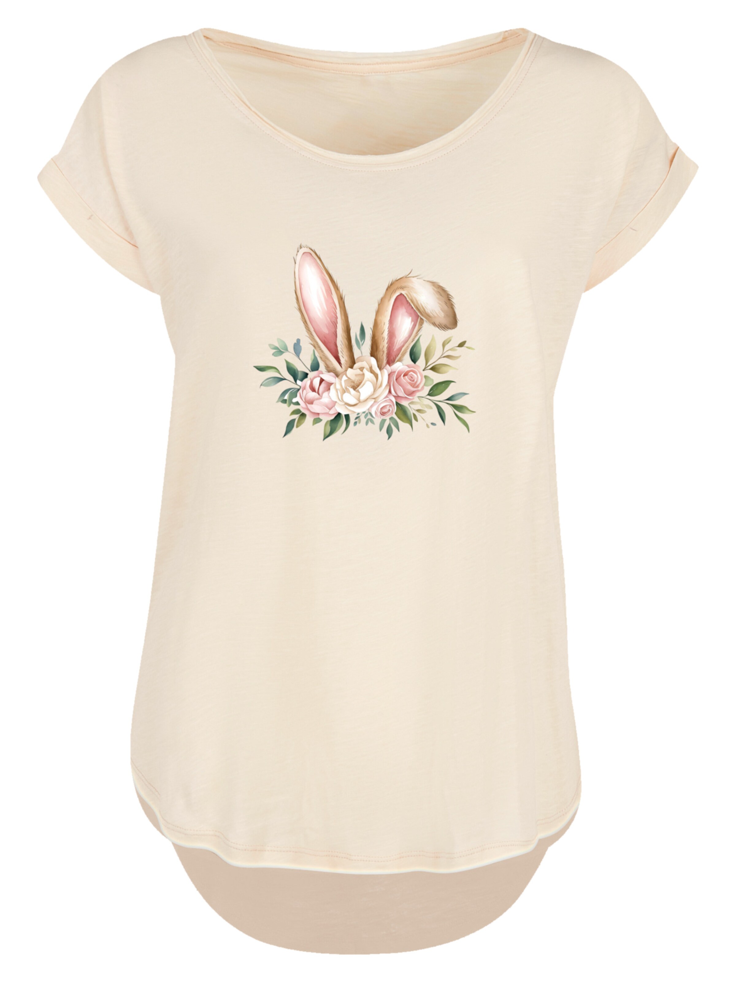 F4NT4STIC Shirt 'Blumen Osterhasen Ohren Dekor' in Beige: front