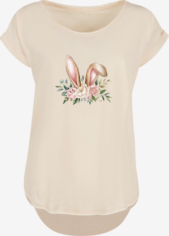 T-shirt 'Blumen Osterhasen Ohren Dekor' F4NT4STIC en beige : devant