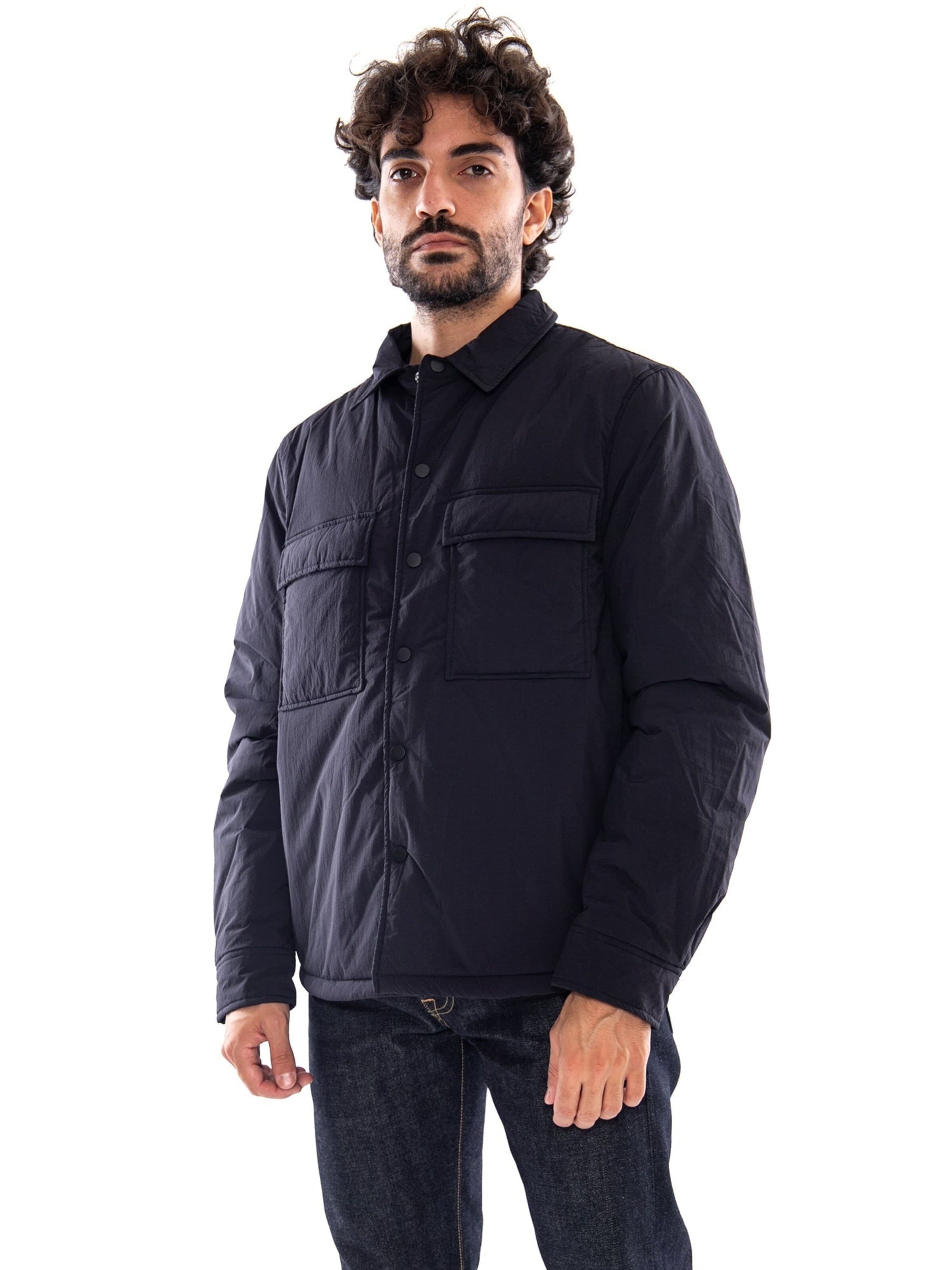 EDWIN Koszula 'Nest Padded Overshirt LS Dark Navy' w kolorze niebieski: przód