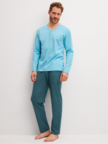 CALIDA Pyjama lang 'Cotton Special'‌‌ in Blau: Vorderseite
