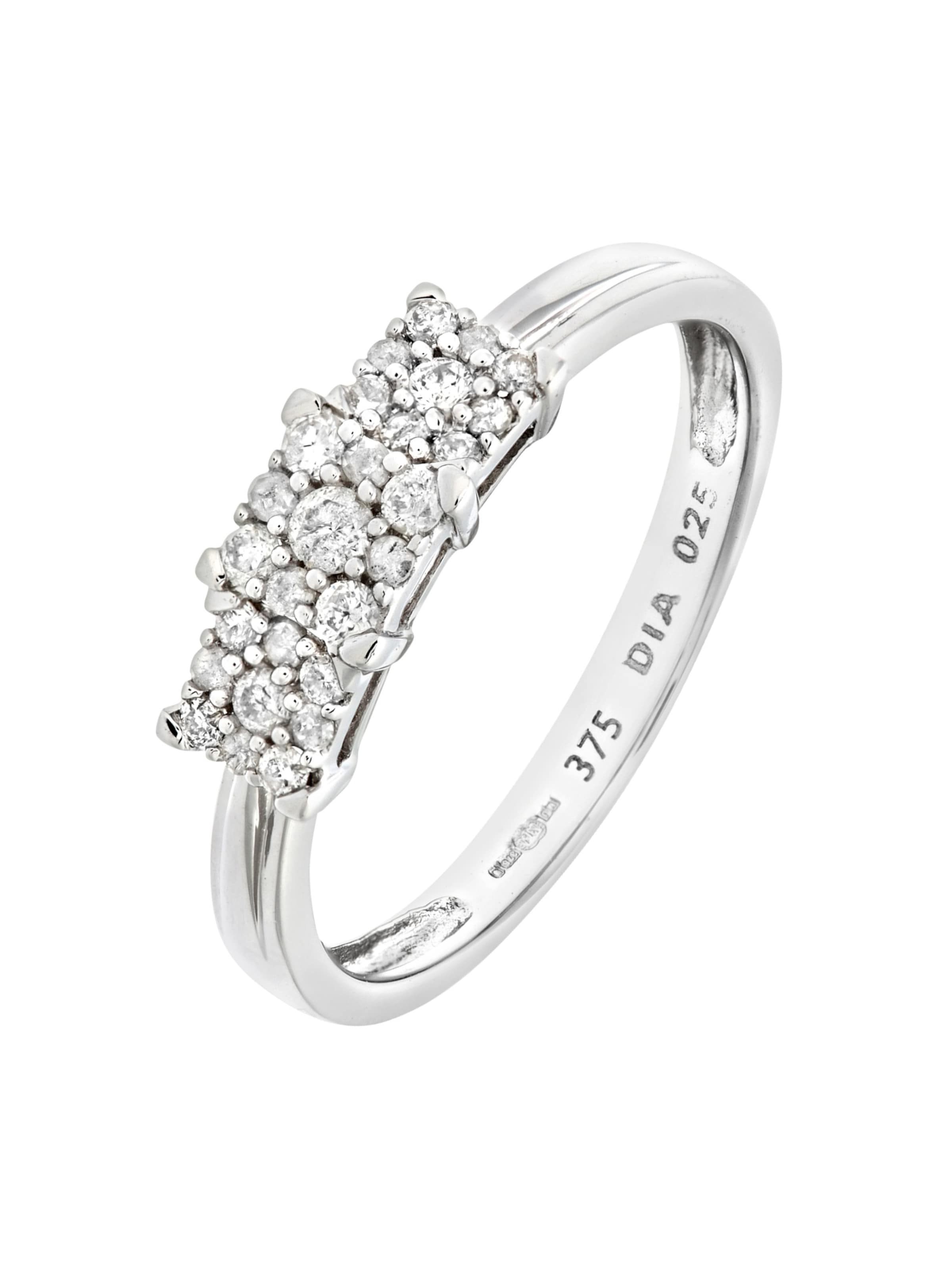 DIAMANT LETERNEL - Anillo 'Cluster-Ring aus 375 Weißgold mit Diamant' en plata