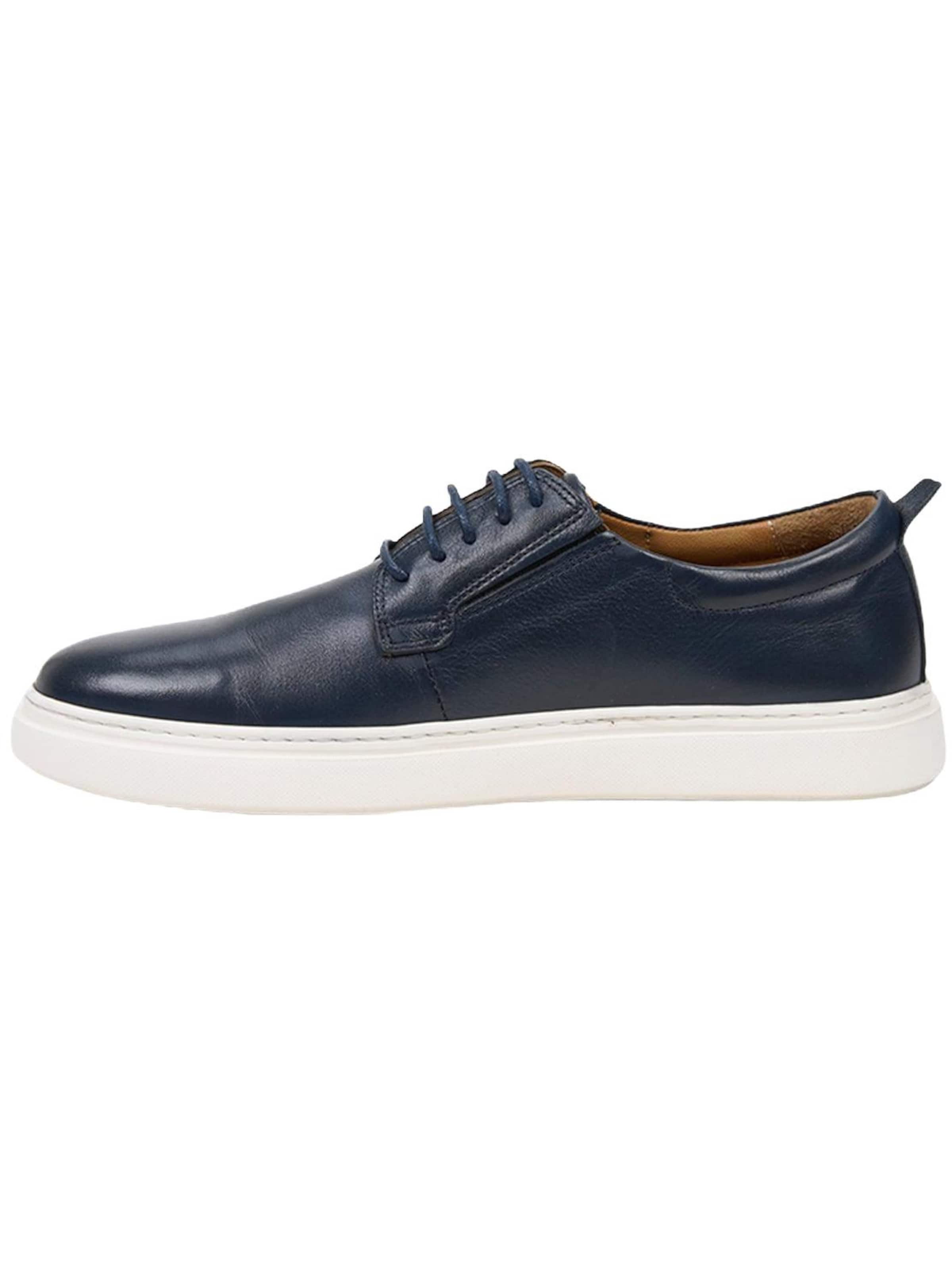Desa Athletic lace-up shoe 'DESA Herren-Schnürschuhe aus Leder mit weißer Sohle' in Blue