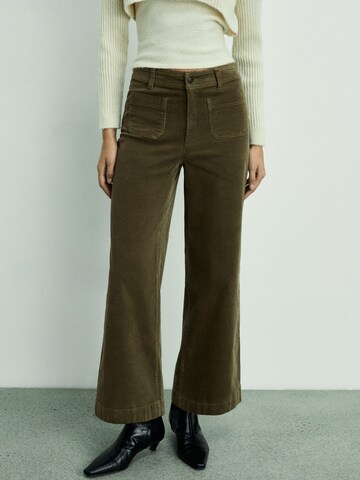 MANGO Wide leg Pants 'CATHERIP' in Green