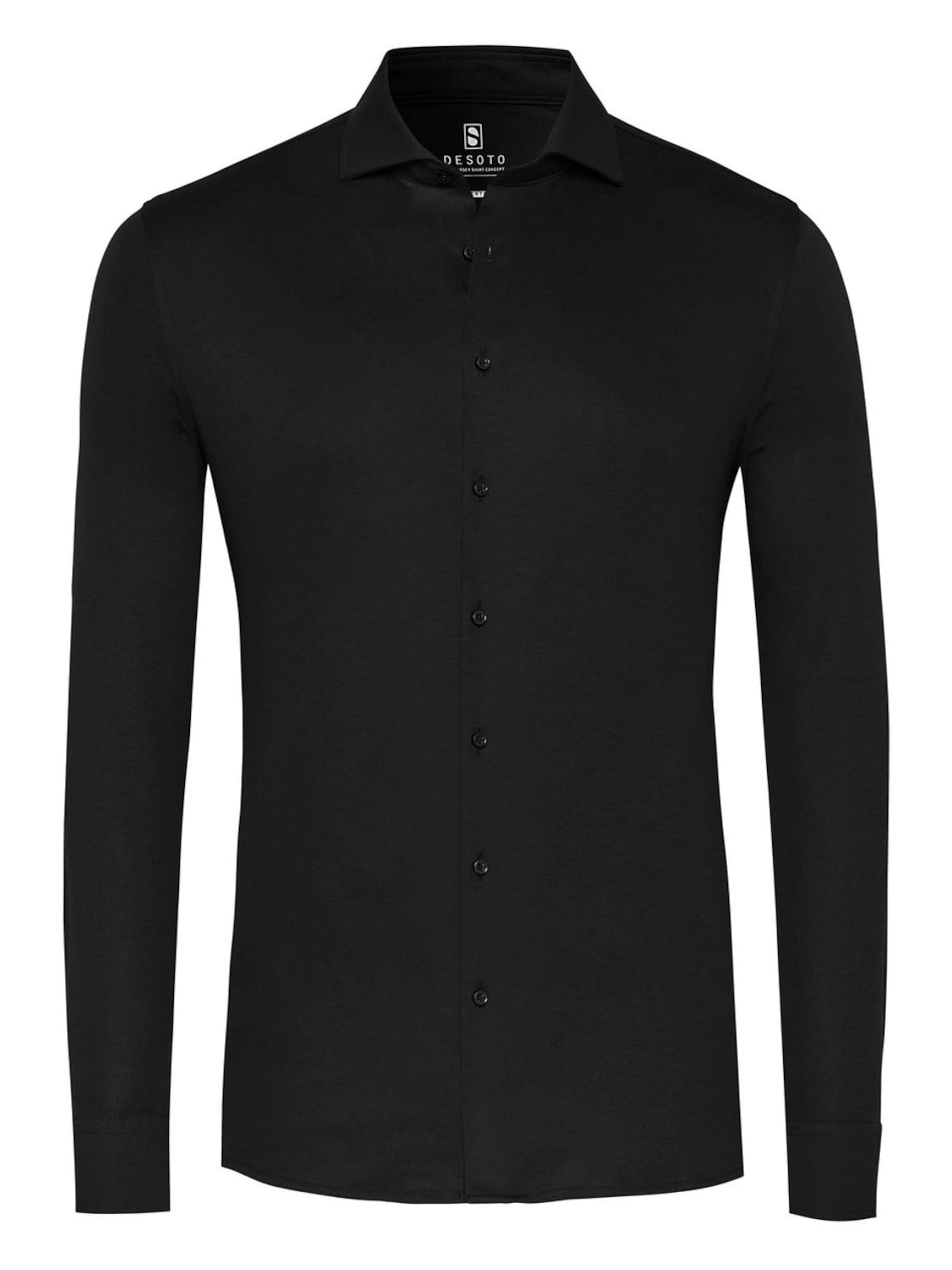 DESOTO Slim fit Overhemd in Zwart: voorkant