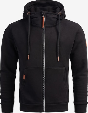 Alessandro Salvarini Zip-Up Hoodie 'Geenio' in Black: front