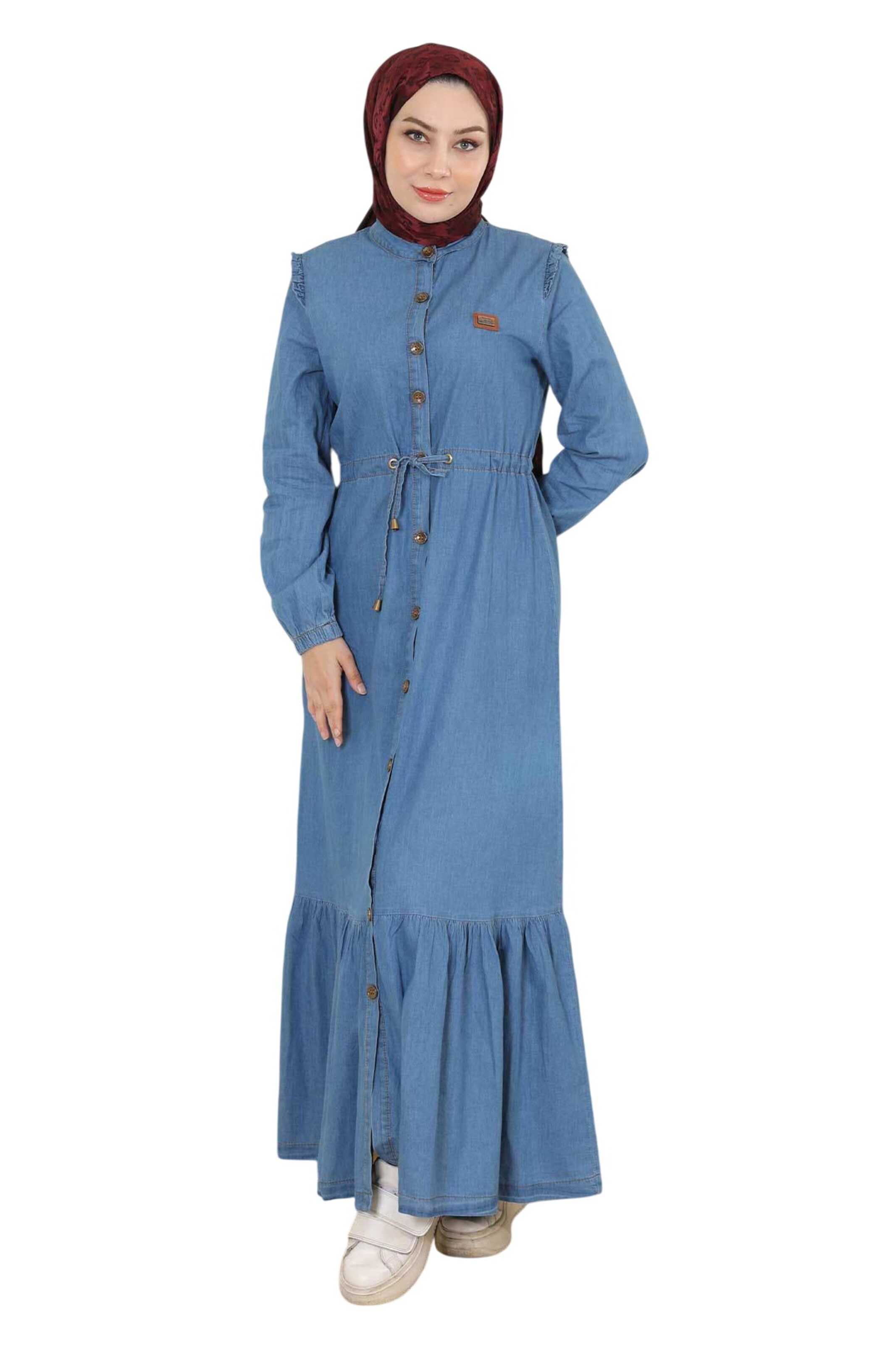 MODAMIHRAM Blousejurk in Blauw: voorkant