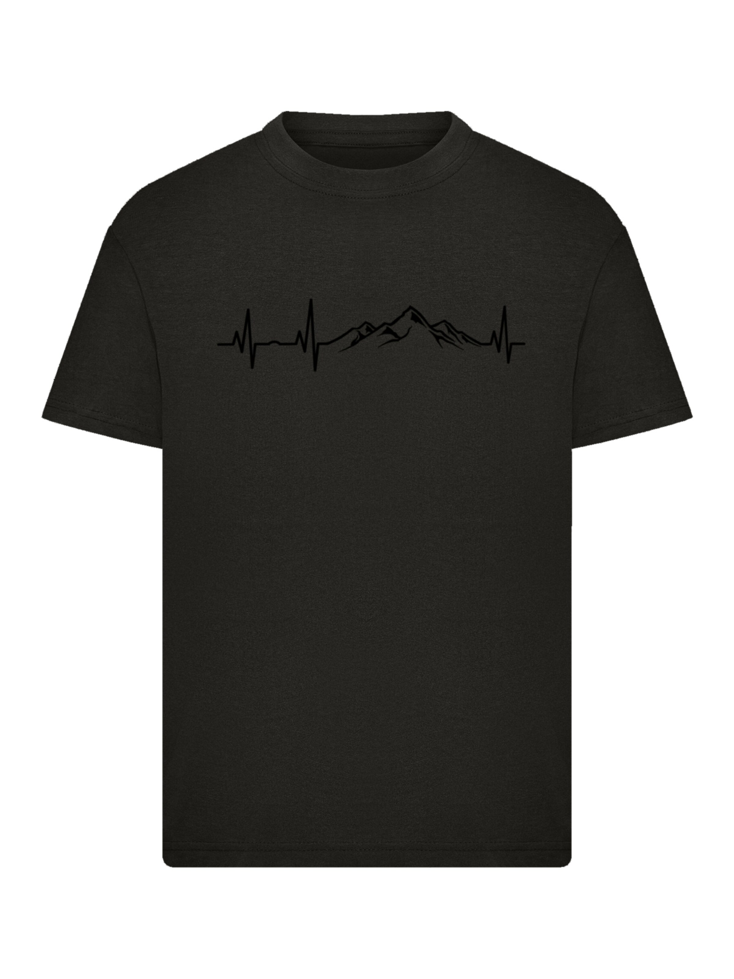 F4NT4STIC Shirt 'Mountain Heartbeat' in Zwart: voorkant