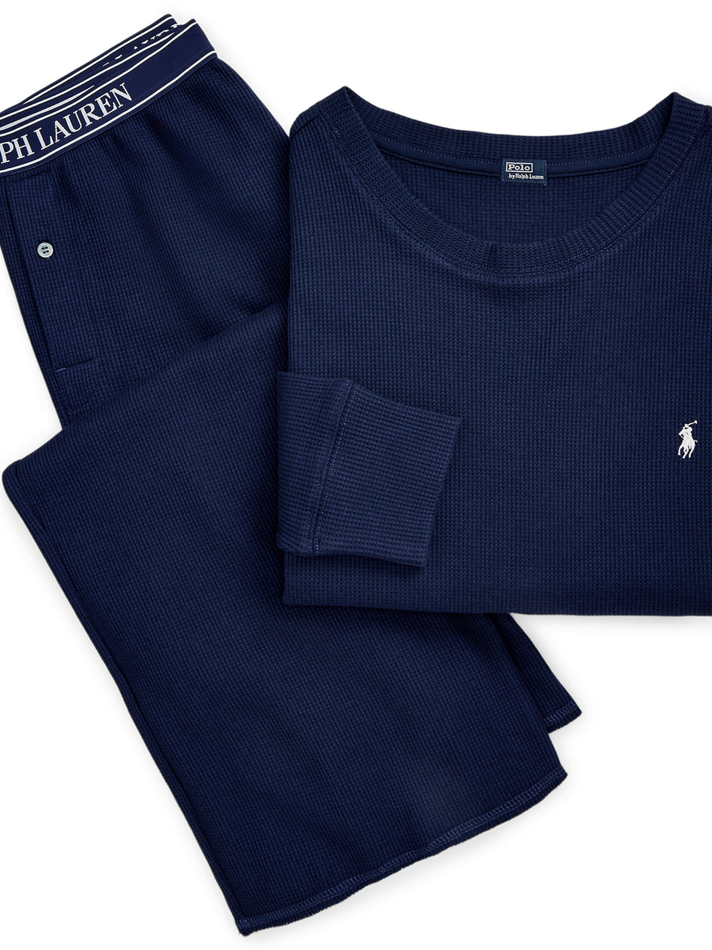 Polo Ralph Lauren Pyjama 'Club Waffle' in Blauw: voorkant