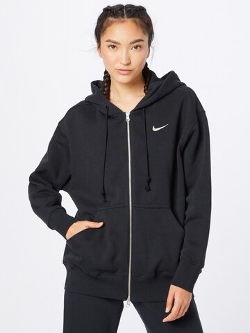 Nike Sportswear Zip-Up Hoodie 'PHNX FLC' in Black: front