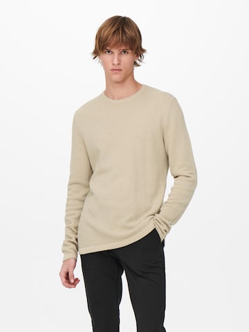 Only & Sons Regular fit Trui 'Panter' in Beige: voorkant