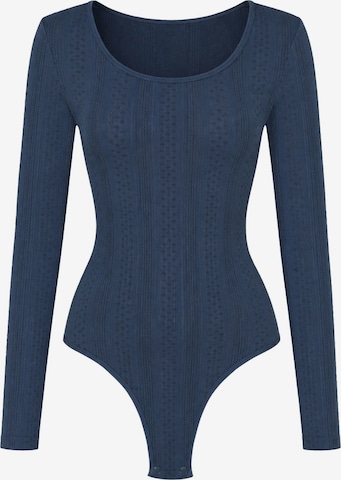 cfab Shapingbody 'Longsleeve Bodysuit Sculpting Shapewear with String' in Blauw: voorkant