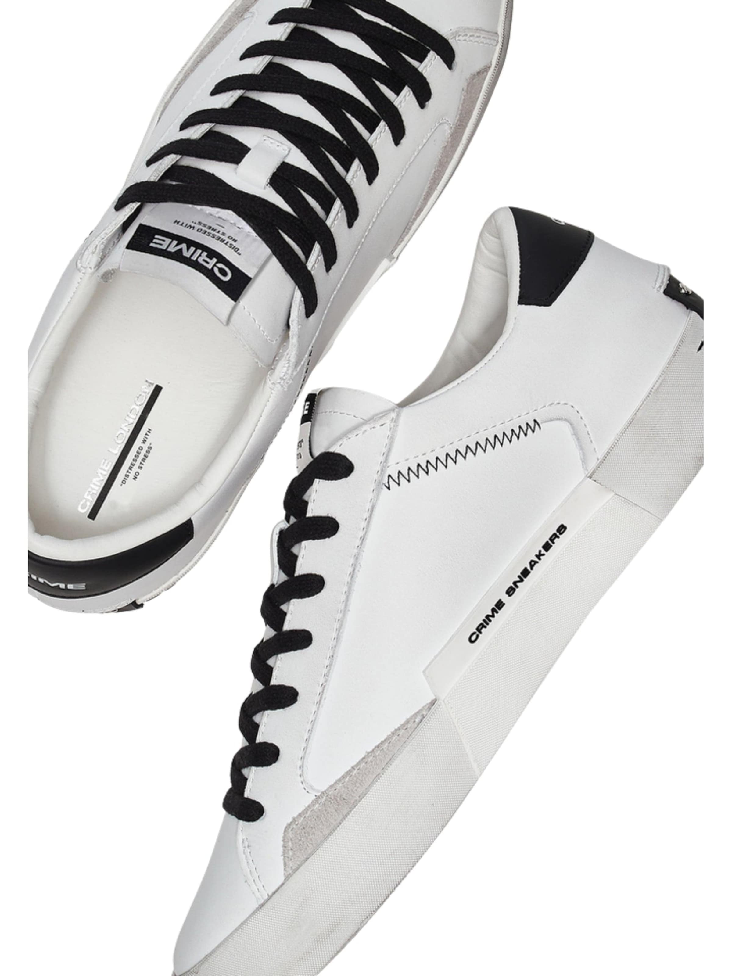 Crime London - Zapatillas deportivas bajas 'Distressed White-Black' en blanco