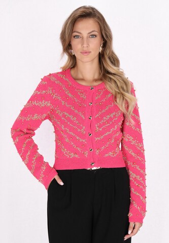 faina Gebreid vest in Roze: voorkant