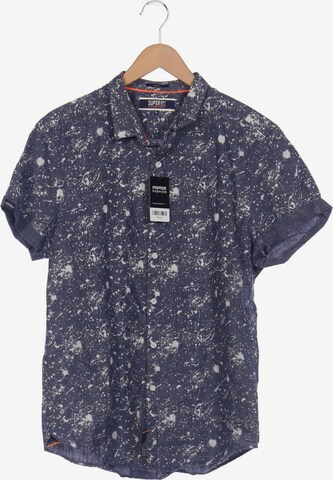 Superdry Button Up Shirt in XXL in Blue: front