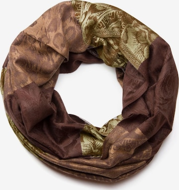 styleBREAKER Loop scarf 'Loop mit Hibiskus Blüten und Paisley Muster' in Brown: front