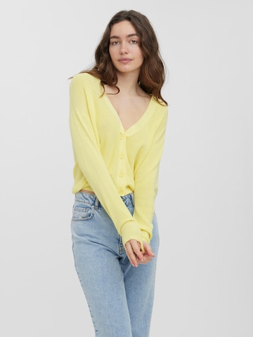 VERO MODA Knit Cardigan in Yellow: front