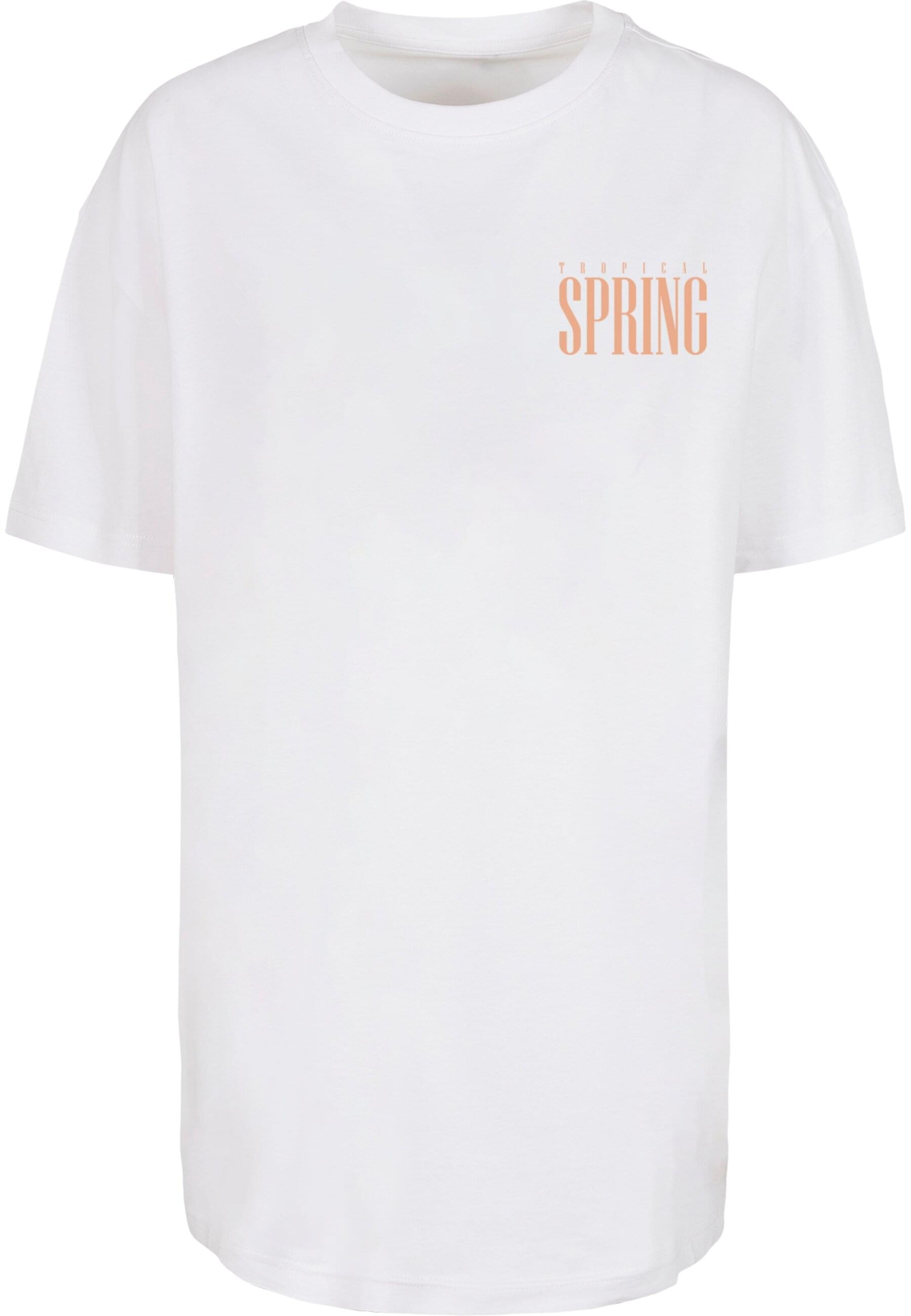 Merchcode T-shirt 'Tropical Spring' en abricot / blanc, Vue avec produit