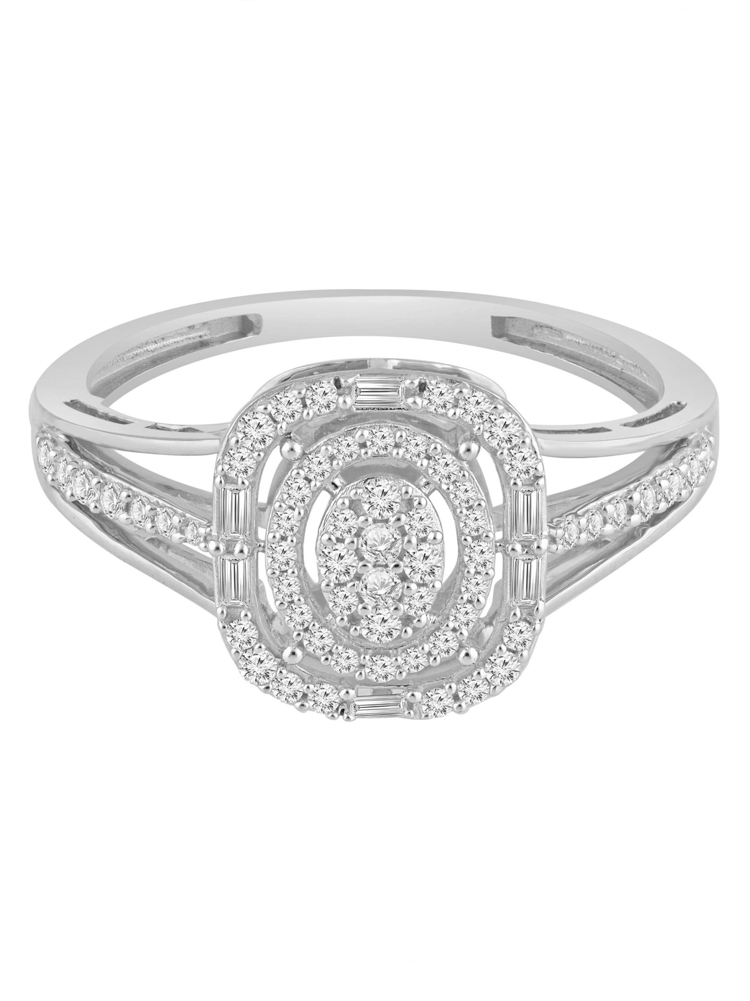 Diamant Exquis - Anillo 'Ring aus 375 Weißgold mit Diamant' en plata: frente
