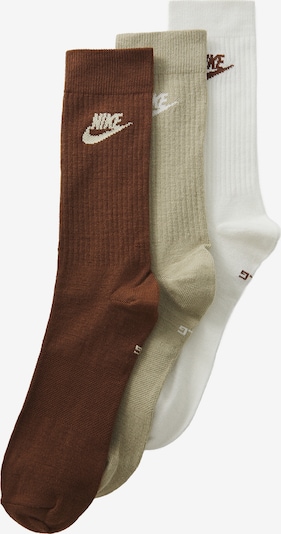 Kojinės 'Everyday Essential' iš Nike Sportswear, spalva – nebalintos drobės spalva / tamsiai ruda / balta, Prekių apžvalga