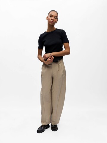 OBJECT Barrel Pleat-Front Pants in Beige