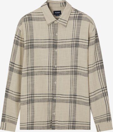 Pull&Bear Comfort fit Button Up Shirt in Brown: front