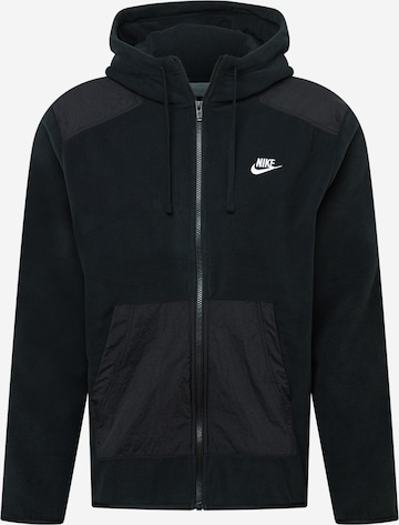 Nike Sportswear Поларено яке в черно: отпред