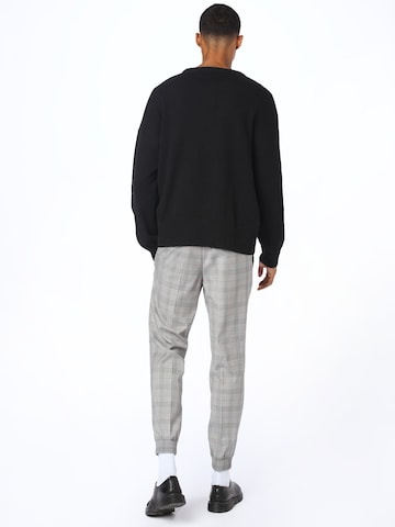 HUGO Red Tapered Pleat-Front Pants 'Fento' in Grey