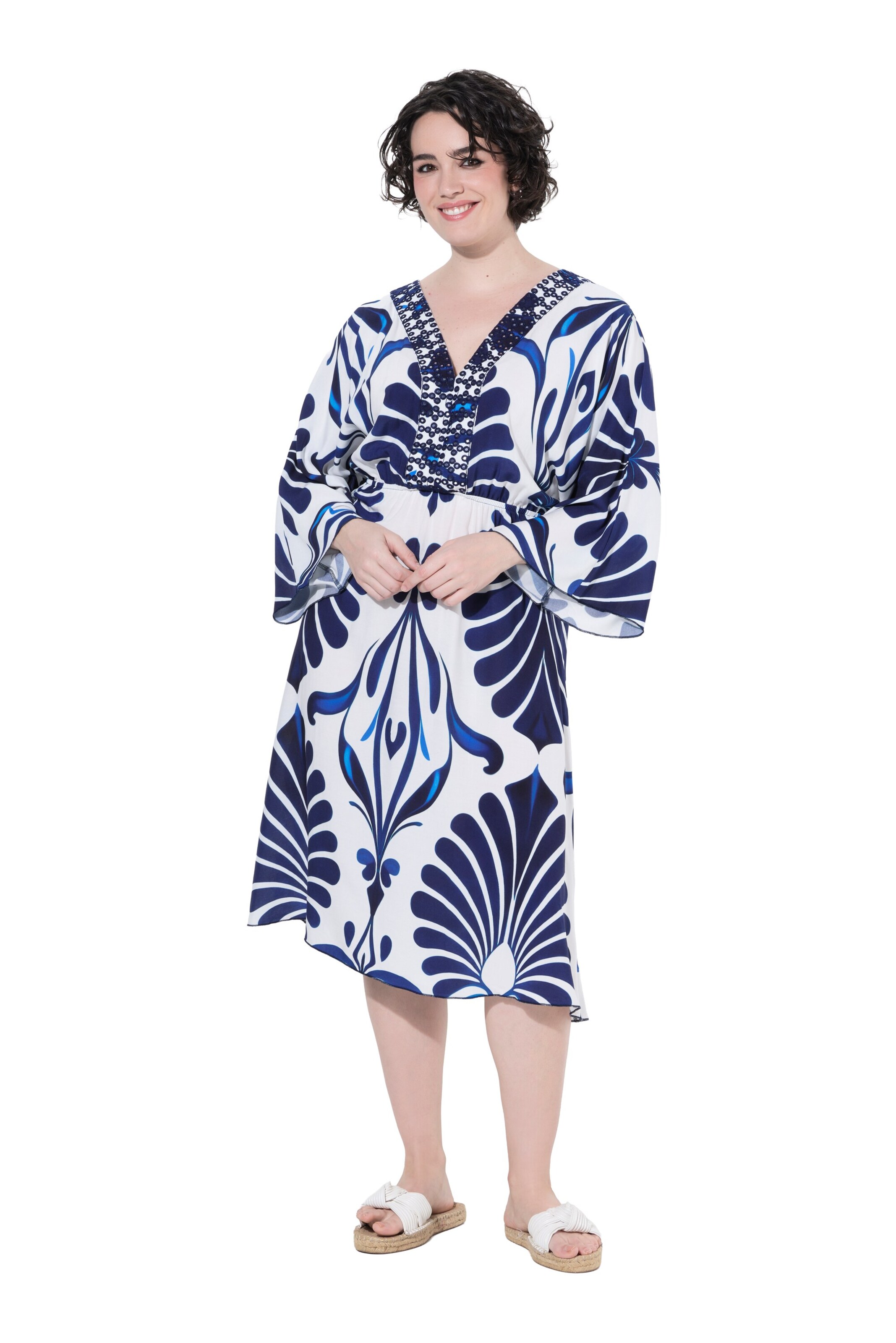 Ulla Popken Midikleid in Blau: Vorderseite